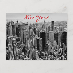 Gris Rouge Script New York City Carte postale