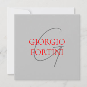 Gris Rouge Votre nom Monogramme initial Moderne