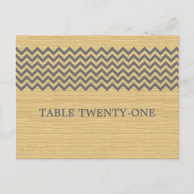 Gris Rustique Chevron Numéro de table Carte postal (Devant)