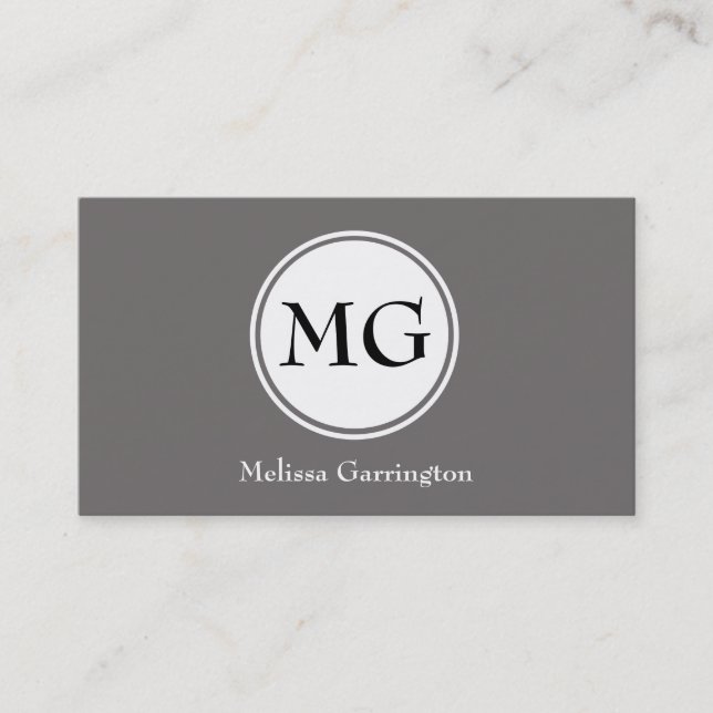 Gris simple Cercle Monogramme Cartes de visite per (Devant)