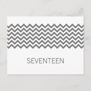 Gris simple Chevron Numéro de table Carte postale