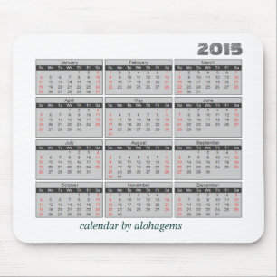 Gris simple de tapis de souris de 2015 calendriers