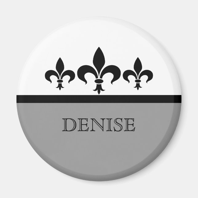 Gris Swanky Fleur De Lis Magnet (Devant)
