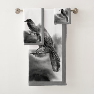Gris Trim Black Birds - Corbeau