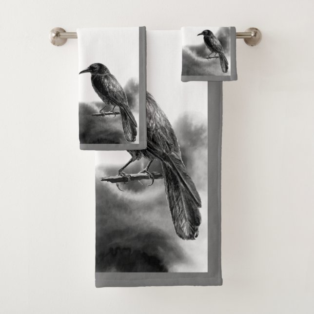Gris Trim Black Birds - Corbeau (En situation)