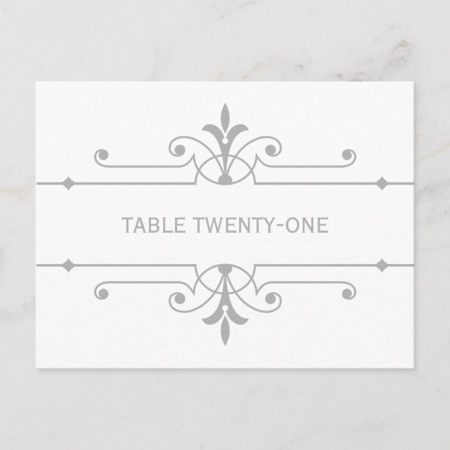 Gris v2 Fancy Ornamo Numéro de table Carte postale (Devant)