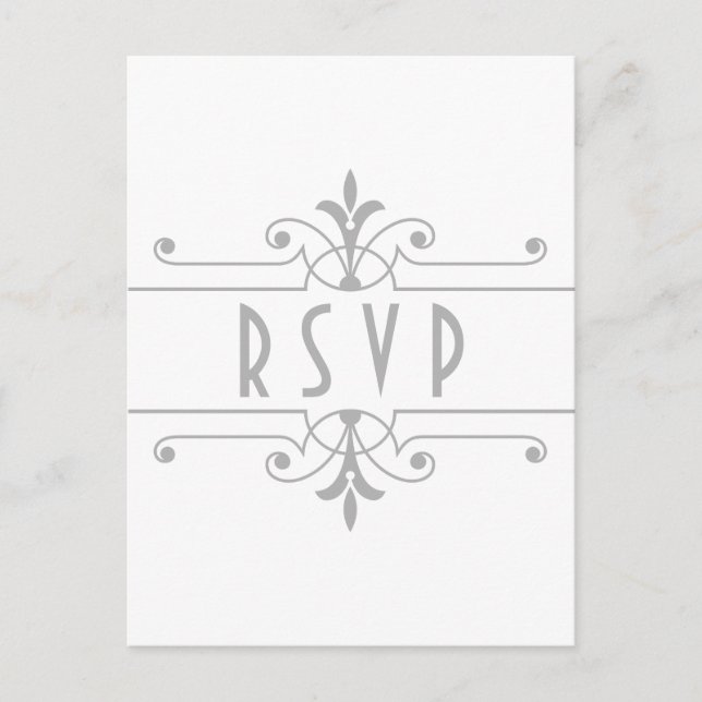 Gris v2 Fancy Ornamy Carte postale RSVP (Devant)