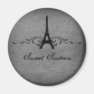 Gris Vintage Français Plourish Sweet 16 Magnet