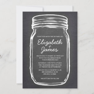 Gris Vintage Mason Jar Mariage Invitations