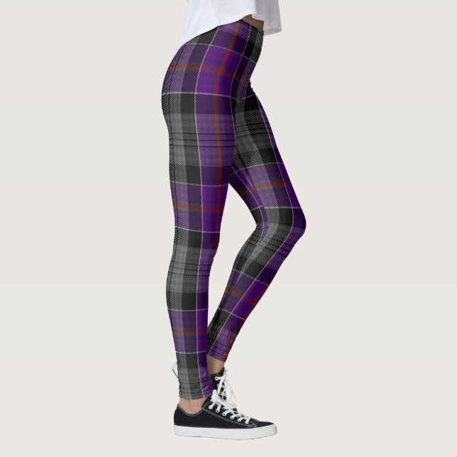 Gris violet écossais Tartan Leggings pour femmes G (Droite)