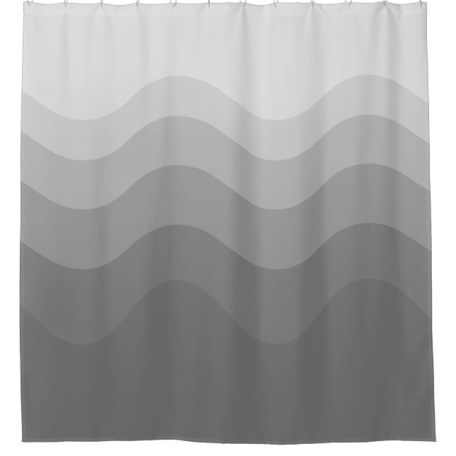 Gris Wavey Stripe moderne rideau de douche (Devant)