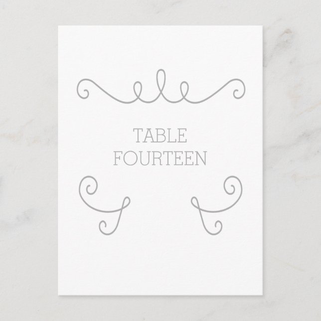 Gris Whimsical Flourd Numéro de table Carte postal (Devant)