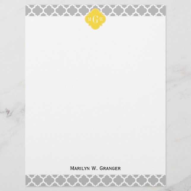 Gris Wht Marocain #5 Ananas 3 Monogramme Initiale (Devant)