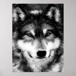 Gris Wolf Eyes Motivation Poster Imprimer