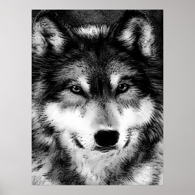 Gris Wolf Eyes Motivation Poster Imprimer (Devant)