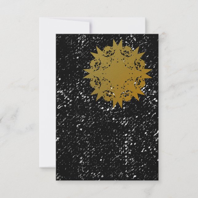 Gritty Grunge Golden Starburst Blank Invitation (Devant)