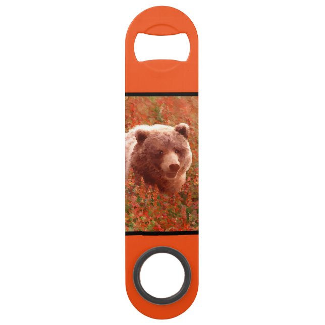 Grizzly Bear Cub dans Fireweed Peinture Art de la  (Dos)