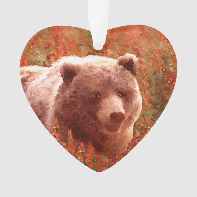 Grizzly Bear Cub dans Fireweed Peinture Art de la  (devant)