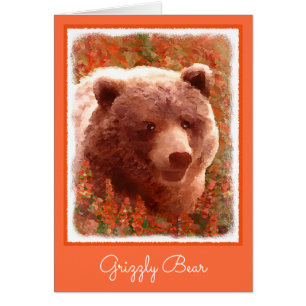 Grizzly Bear Cub dans Fireweed Peinture Art de la