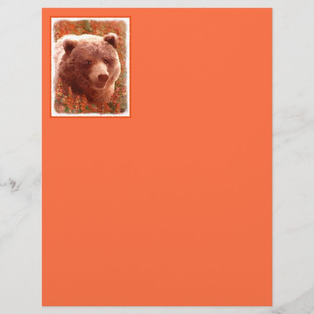 Grizzly Bear Cub dans Fireweed Peinture Art de la  (Devant)