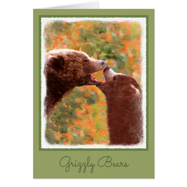 Grizzly Bear Mom and Cub Painting - Wildlife Art (Devant)