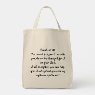 Grocery Tote Bag with Bible Faith Over Fear Floral