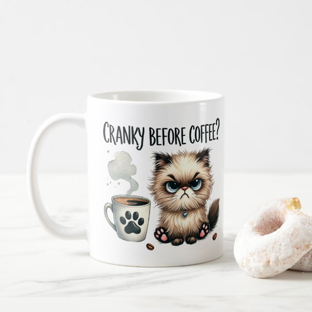 Gronche avant le café, mug café de chat grincheux (Avec donut)