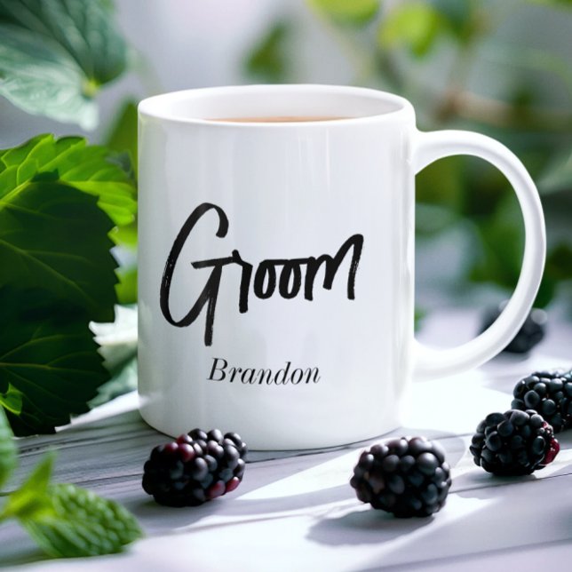 Groom Black White Mariage Mug (Créateur téléchargé)