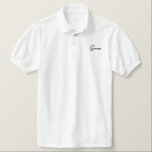 Groom Polo Shirt<br><div class="desc">Chemise Polo Groom en blanc avec texte brodé noir.
Customisez cette chemise ou achetez telle quelle.</div>