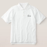 Groom Polo Shirt<br><div class="desc">Chemise Polo Groom en blanc avec texte brodé noir. Customisez cette chemise ou achetez telle quelle.</div>