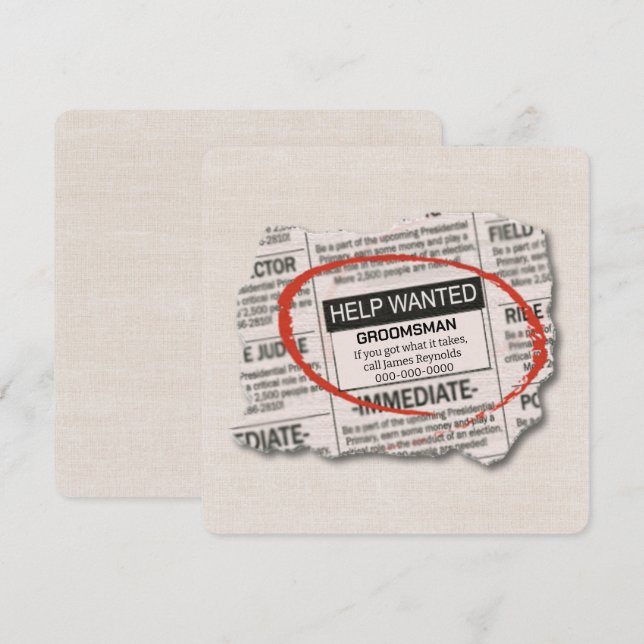 Groomsman Demander une carte publicitaire journal (Devant / Derrière)