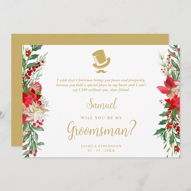 Groomsman Fancy Luxury Christmas Proposal Card (Devant / Derrière)