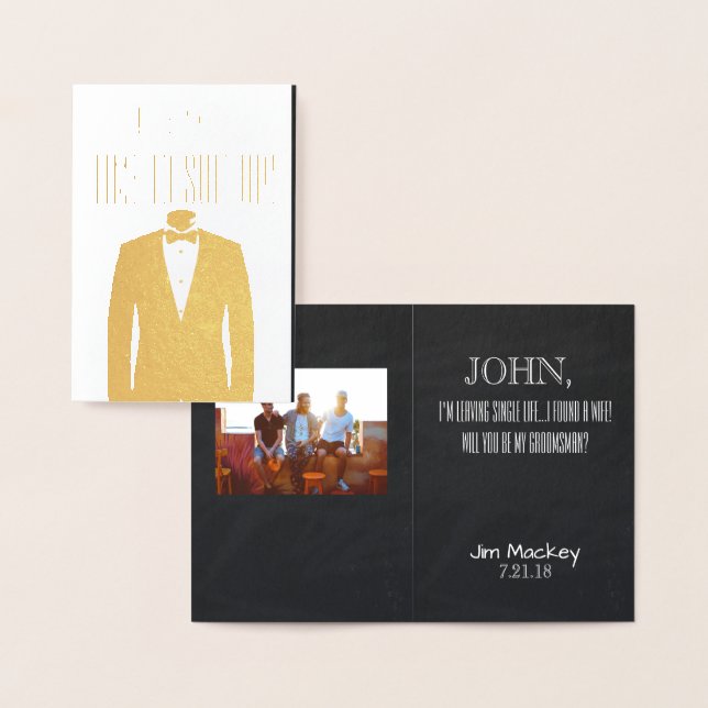 Groomsman ou Best Man Proposition Invitation Or (Affichage)