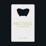 Groomsman personnalisé classique blanc et or<br><div class="desc">Cadeaux personnalisés Groomsman Blanc et Or Classique avec nom, titre et date mariage personnalisés en style de police serif classique en or. Aussi parfait pour Best Man, Père de la Mariée et plus. Remarque : Les détails du papier sont simulés dans l'illustration. Il n'y aura pas de métal sur ce...</div>