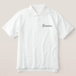 Groomsman Polo Shirt<br><div class="desc">Chemise Groomsman Polo en blanc avec texte brodé noir.</div>