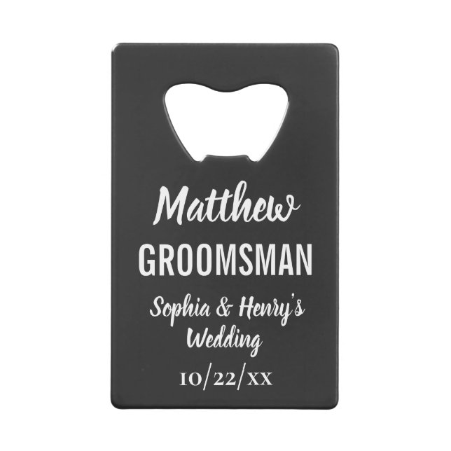 Groomsman Typographie moderne Mariage noir (Devant)
