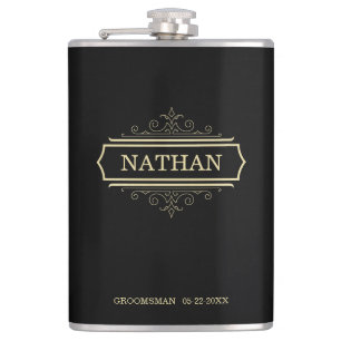 Groomsmen Cadeau Flacon personnalisé Black Gold No