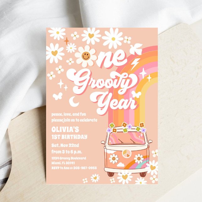 Groovy 1st Birthday Invitation (Créateur téléchargé)