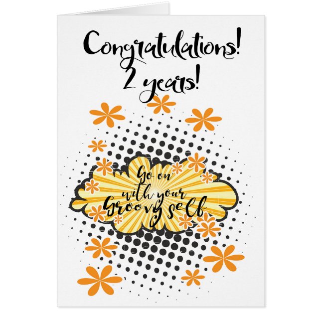 Groovy 2 year clean 12 step anniversary Card (Devant)