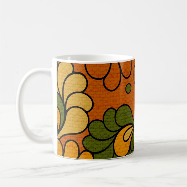 Groovy Bloom - Retro Floral 1970s mug (Gauche)