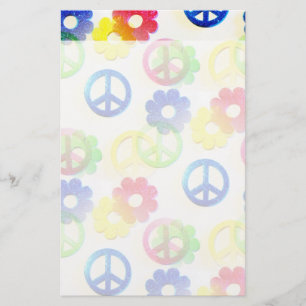 Groovy hippie Peace Signs Flower Power Sparkles
