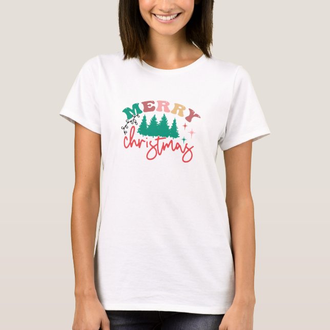 Groovy Merry Christmas T-Shirt (Devant)