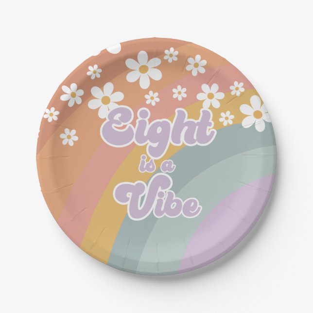 Groovy Retro Eight est une assiette en papier arc- (Devant)