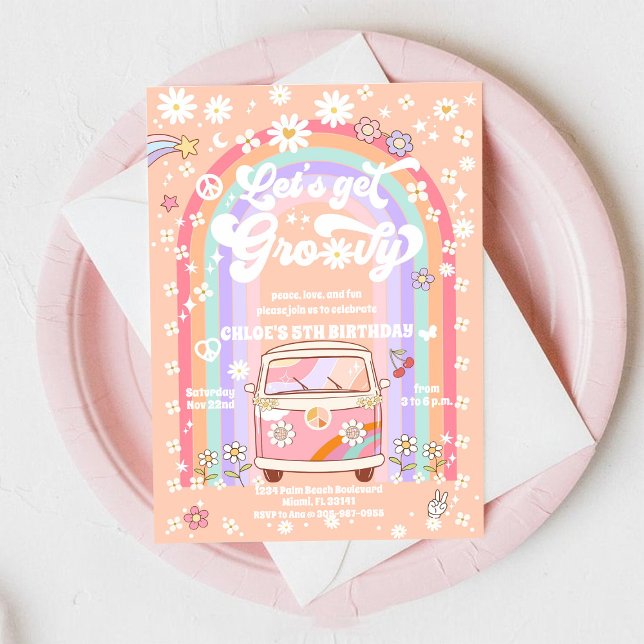 Groovy Retro Kids Birthday Invitation (Créateur téléchargé)