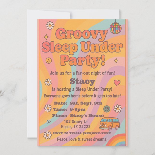 Groovy Sleep Under Birthday Party Invitation (Devant)