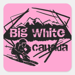 Gros autocollants rose de ski au Canada blanc