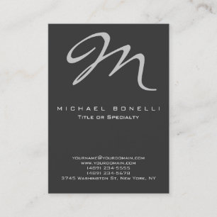Gros Carte de visite de calligraphie gris monogram