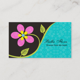 Gros carte de visite de fleurs roses chaudes modèl