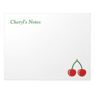 Gros cerises rouges bloc-notes avec nom personnali