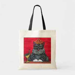 Gros chat avec le sac fourre-tout à Martini